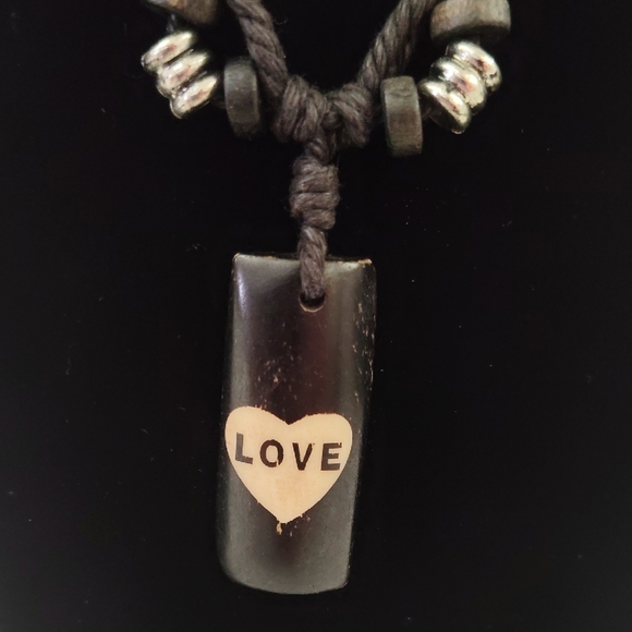 Love Pendant Cord Necklace in Dark Brown - Picture 2 of 5